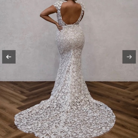 Made with love Darcy Wedding dress Gown Ivory 3D Floral Lace US Size 8 AU 12 - Picture 3 of 16